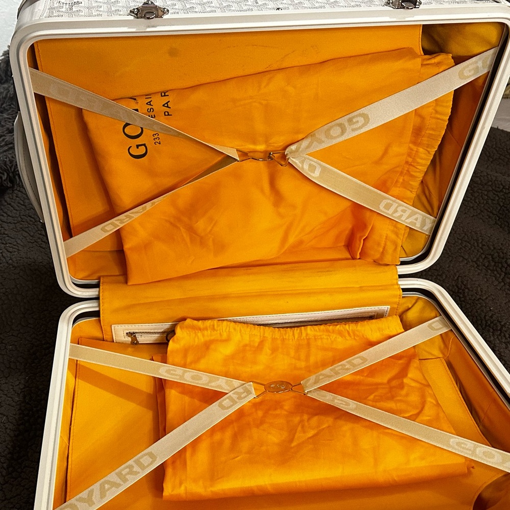 Authentic Goyard Trolley Bourget PM Carry-On Travel Luggage - White